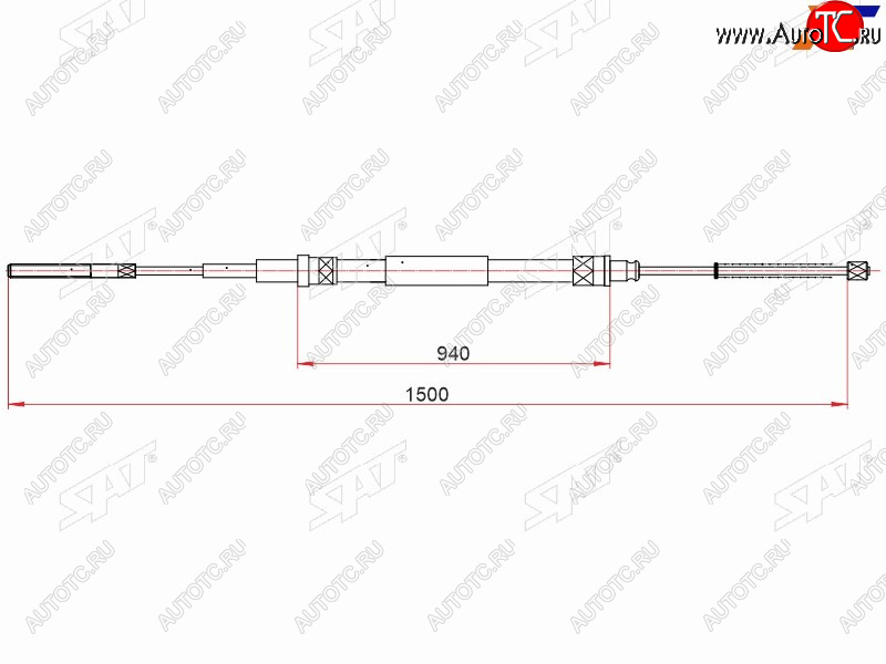 699 р. Трос ручного тормоза SAT Volkswagen Vento A3 седан рестайлинг (1995-1998)  с доставкой в г. Тольятти