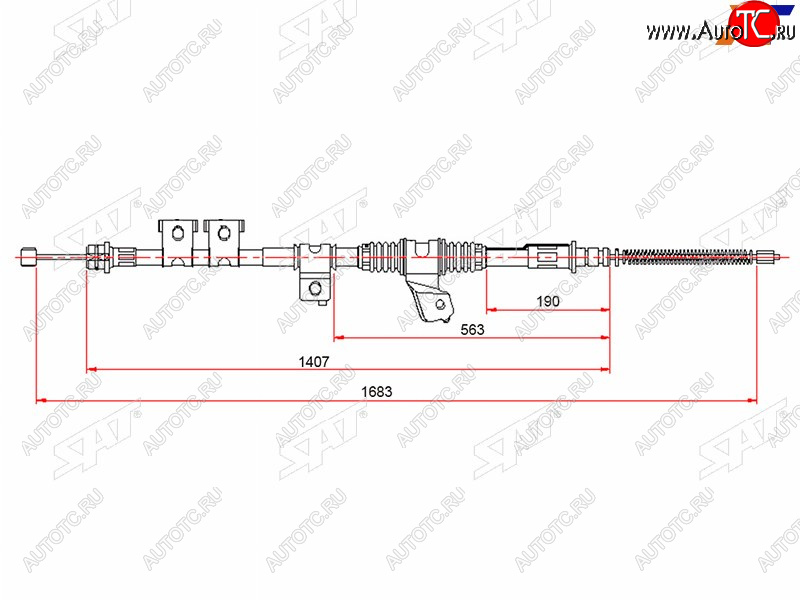 2 699 р. Трос ручного тормоза LH SAT Mitsubishi Pajero 3 V70 дорестайлинг (1999-2003)  с доставкой в г. Тольятти