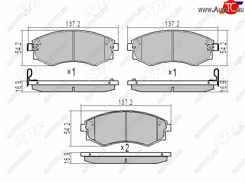 1 149 р. Колодки тормозные передние FR-FL SAT  SSANGYONG Rexton Y400 дорестайлинг (2017-2023)  с доставкой в г. Тольятти