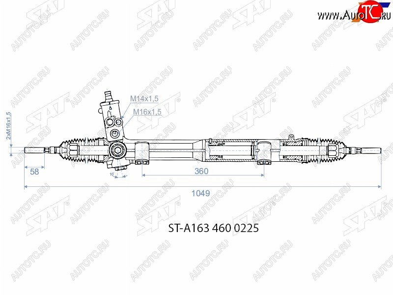 28 999 р. Рейка рулевая M14х1,5.16х1,5 SAT Mercedes-Benz ML class W163 рестайлинг (2001-2005)  с доставкой в г. Тольятти