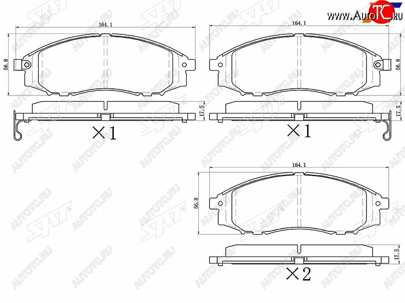 1 479 р. Колодки тормозные перед FR-FL SAT Nissan Navara 2 D40 дорестайлинг (2004-2010)  с доставкой в г. Тольятти