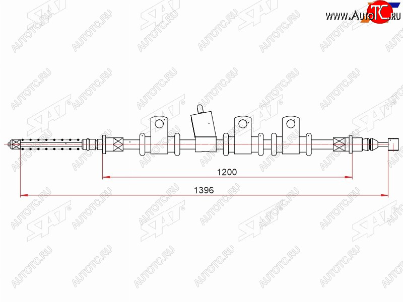 899 р. Трос ручного тормоза RH SAT Chevrolet Aveo T250 седан рестайлинг (2006-2011)  с доставкой в г. Тольятти