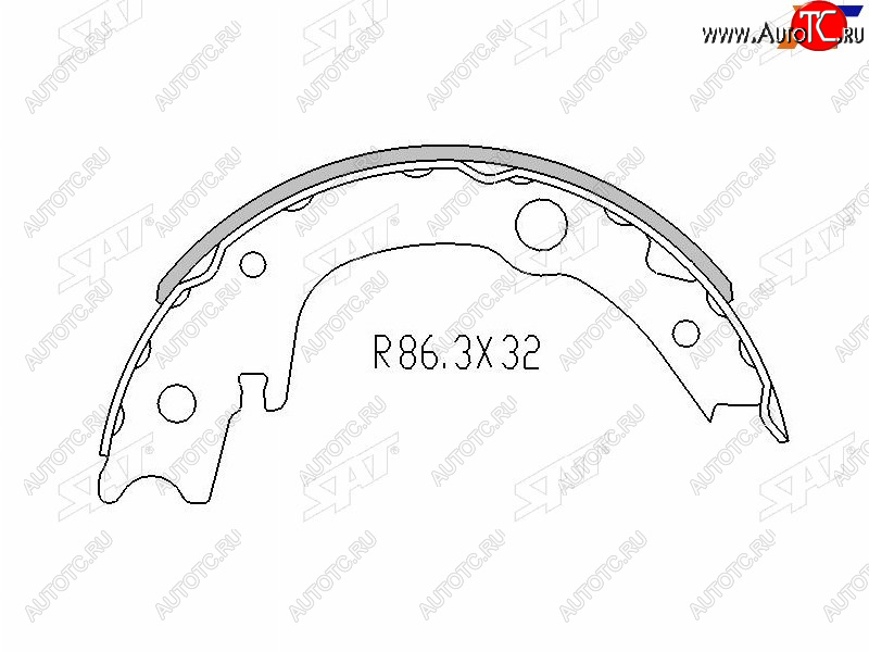 1 129 р. Колодки барабанные задние RH-LH SAT Toyota Wish XE20 дорестайлинг (2009-2012) (комплект 4шт)  с доставкой в г. Тольятти