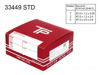 3 399 р. Кольца поршневые (комплект) STD 4G69 2,4 TPR Mitsubishi Lancer 9 2-ой рестайлинг седан (2005-2009)  с доставкой в г. Тольятти. Увеличить фотографию 2