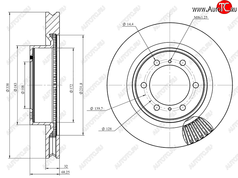 4 399 р. Диск тормозной передний Ø337mm HOSU Lexus GX460 J150 1-ый рестайлинг (2013-2019)  с доставкой в г. Тольятти