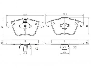 Колодки тормозные передние FL-FR SAT Ford Focus 2  седан дорестайлинг (2004-2008)