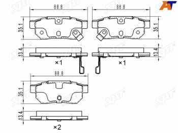 2 159 р. Колодки тормозные задние RH-LH SAT Honda Fit GP,GK  дорестайлинг (2013-2015)  с доставкой в г. Тольятти. Увеличить фотографию 1