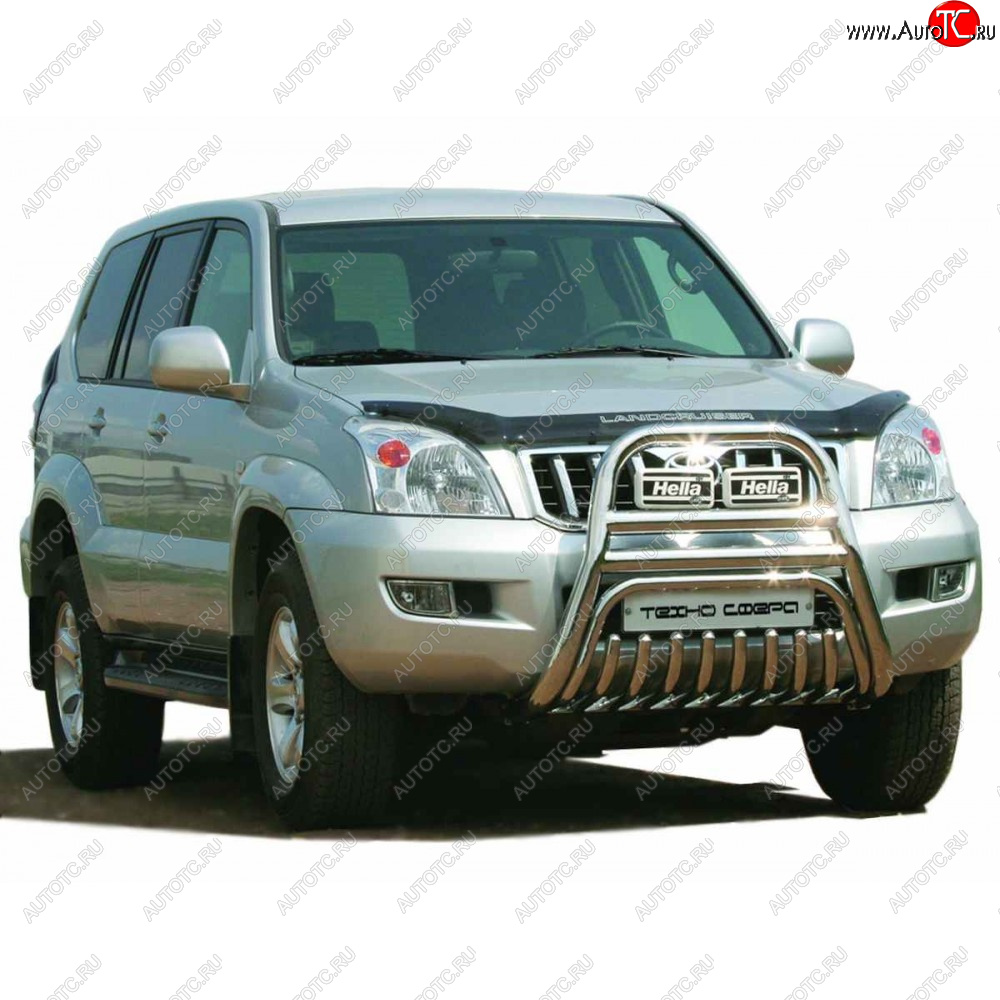 41 999 р.  Передок с защитой двигателя нержавейка d63.5, Техно Сфера  Toyota Land Cruiser Prado  J120 (2002-2009) (Нержавейка)  с доставкой в г. Тольятти