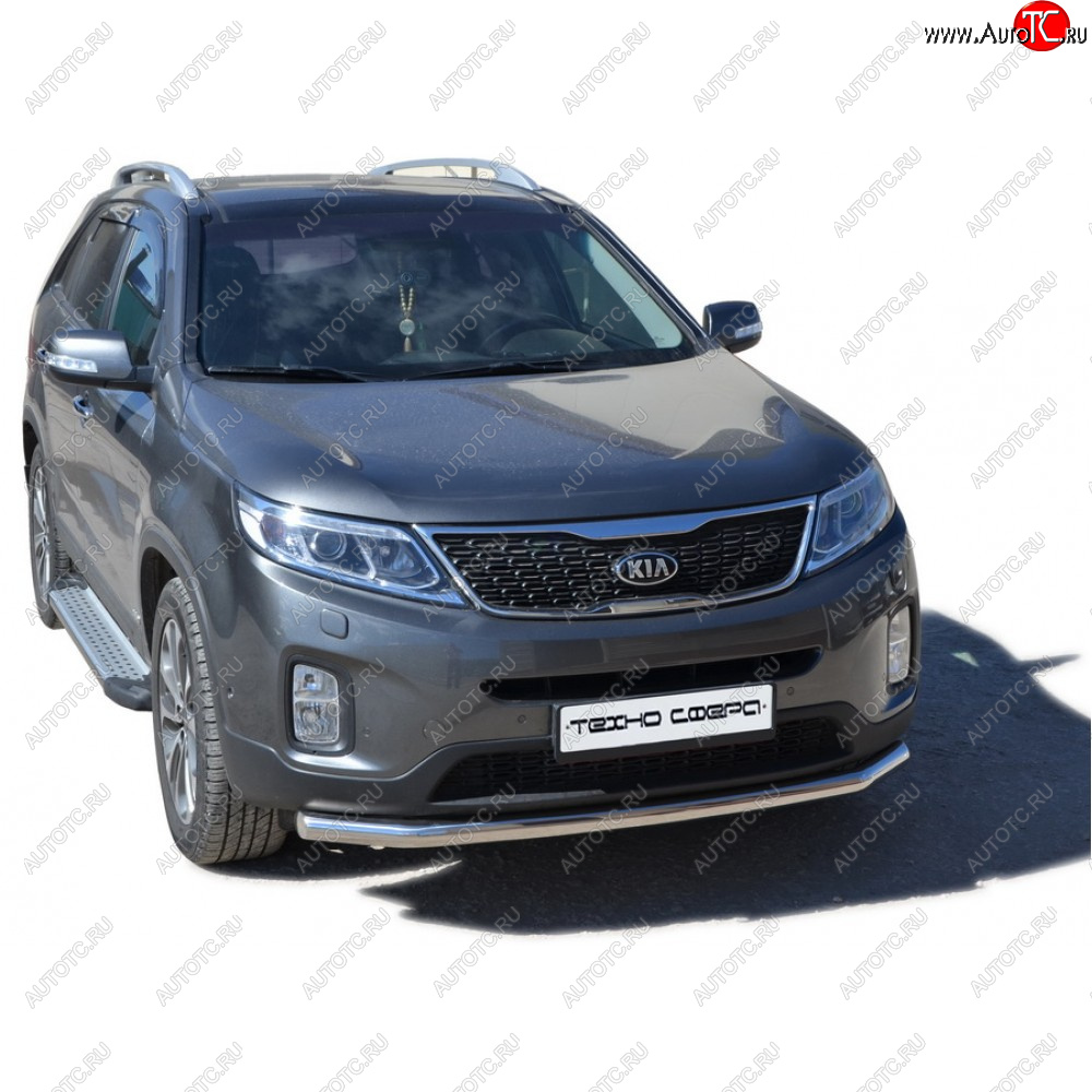 27 799 р. Пороги бумер алюминиевые с резинкой, Техно Сфера KIA Sorento UM/Prime дорестайлинг (2014-2018) (Черный глянец)  с доставкой в г. Тольятти