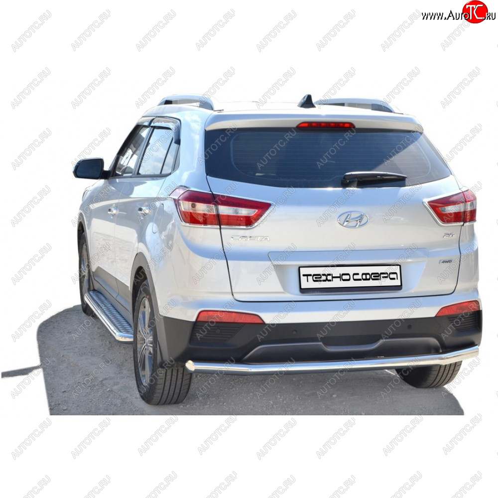 8 799 р. Защита заднего бампера d63,5 Техно Сфера Hyundai Creta GS дорестайлинг (2015-2019) (черный глянцевый)  с доставкой в г. Тольятти