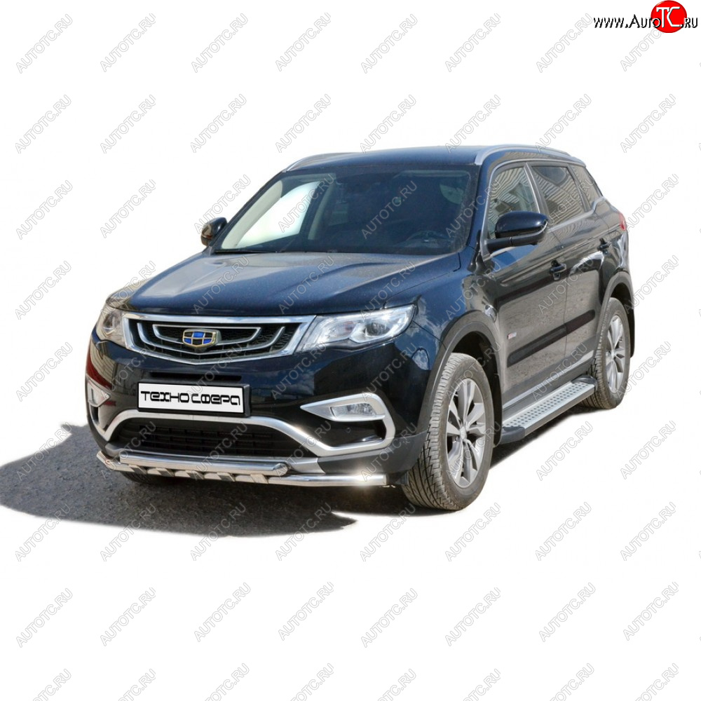 28 899 р. Защита передатруба двойная нержавейка d51, Техно Сфера  Geely Atlas  NL3 (2016-2022) (Нержавейка)  с доставкой в г. Тольятти