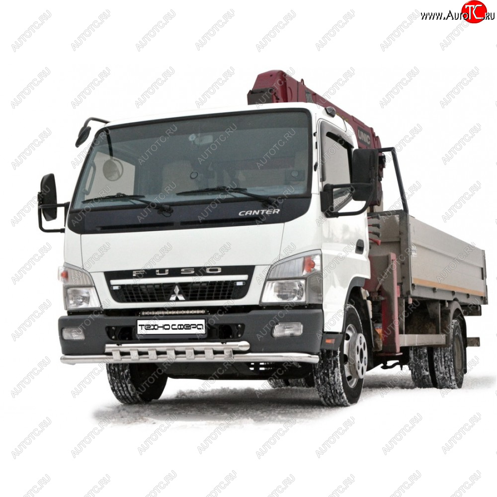 12 699 р. Защита переднего бампера (Труба двойная) Техно Сфера  Mitsubishi Fuso Canter (2000-2025) (белая)  с доставкой в г. Тольятти