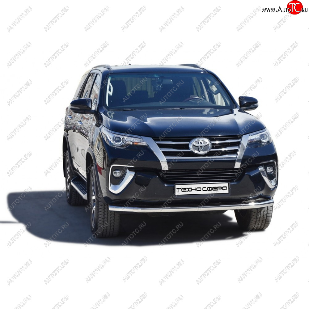 32 999 р. Защита переда труба нержавейка d63.5, Техно сфера  Toyota Fortuner ( AN50/AN60,  AN160) (2004-2025) дорестайлинг, 1-ый рестайлинг, 2-ой рестайлинг, дорестайлинг, рестайлинг (Нержавейка)  с доставкой в г. Тольятти