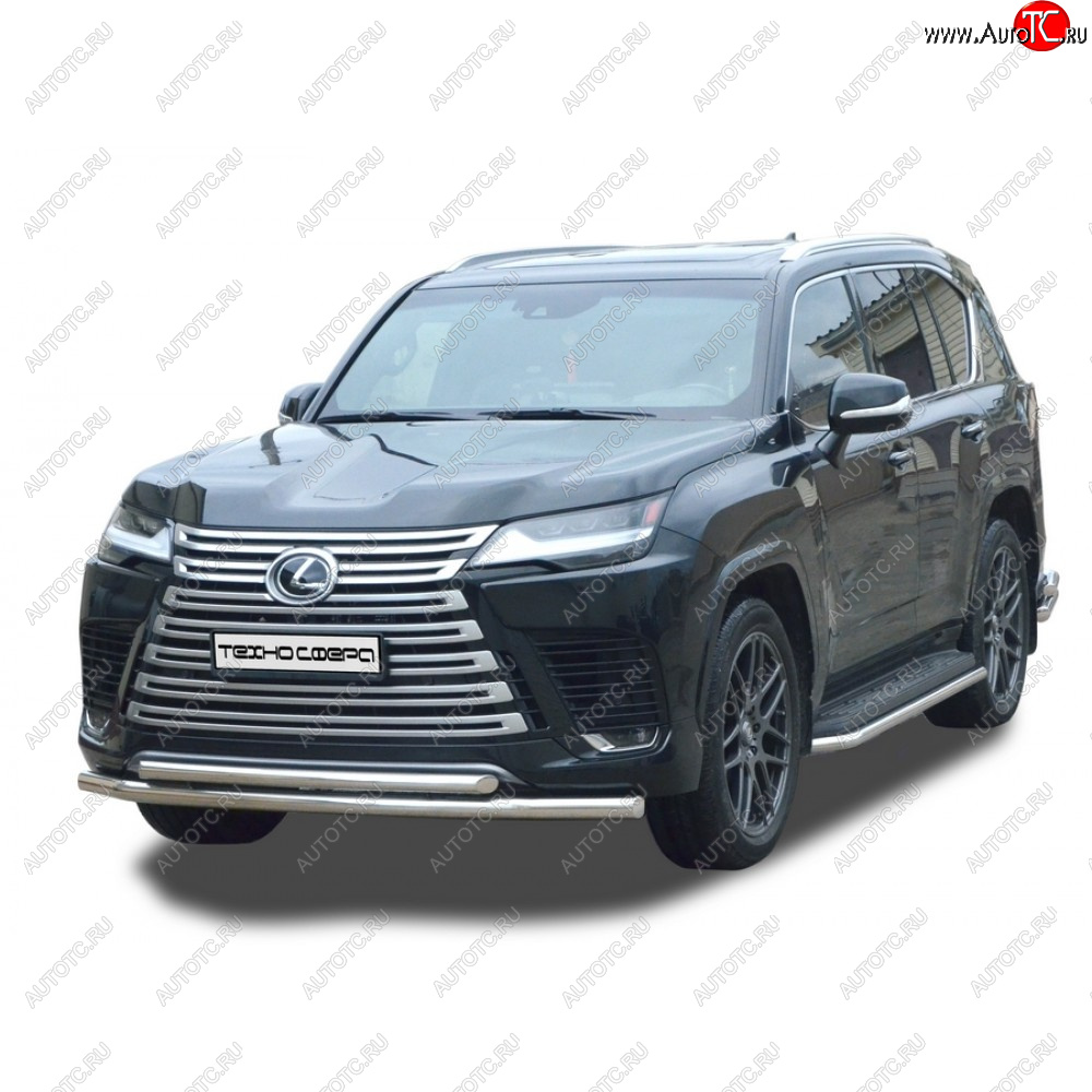 44 999 р. Защита переда труба двойная нержавейка d76, d51, Техно Сфера  Lexus LX600  J310 (2021-2022) (Нержавейка)  с доставкой в г. Тольятти