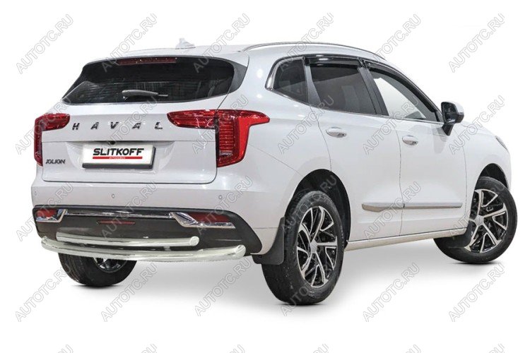 15 949 р. Защита заднего бампера d57+d57 двойная (2WD) Slitkoff Haval Jolion дорестайлинг (2020-2024) (нержавейка полированная)  с доставкой в г. Тольятти