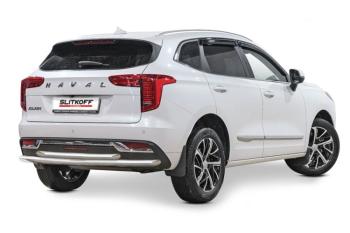 Защита заднего бампера d42+d42 двойная (2WD) Slitkoff Haval (Хавал) Jolion (джолион) (2020-2024) дорестайлинг