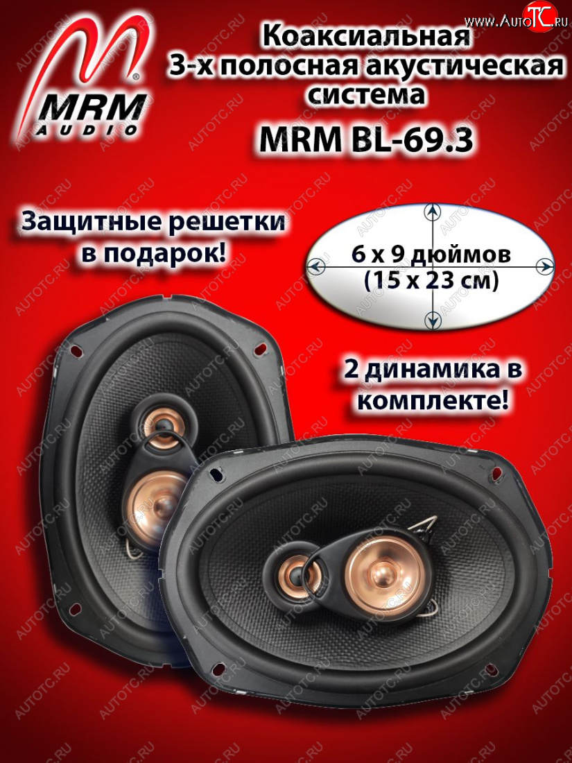 3 599 р. 3-х полосная коаксиальная акустическая система (15х23см/6х9″) MRM BL-69.3 овалы Changan Hunter Plus пикап (2022-2025)  с доставкой в г. Тольятти