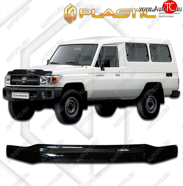 2 049 р. Дефлектор капота (78 кузов) CA-Plastic  Toyota Land Cruiser  70 (2007-2023) 3 дв. 3-ий рестайлинг (серия Сlassic черный, без надписи)  с доставкой в г. Тольятти