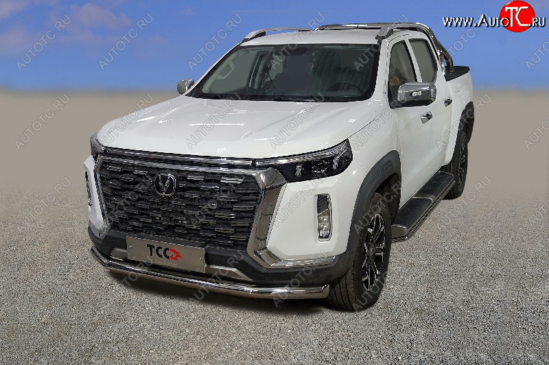 28 999 р. Защита переднего бампера нижняя 76,1 мм ТСС Тюнинг  Changan Hunter Plus (2022-2024) пикап (нержавейка)  с доставкой в г. Тольятти