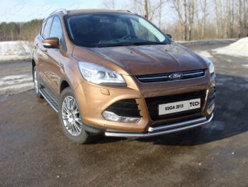 Защита передняя двойная d42,4*42,4 мм ТСС Тюнинг Ford (Форд) Kuga (Куга)  2 (2013-2016) 2 дорестайлинг  (нержавейка)