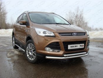 Защита передняя двойная d42,4*42,4 мм ТСС Тюнинг Ford (Форд) Kuga (Куга)  2 (2013-2016) 2 дорестайлинг  (нержавейка)