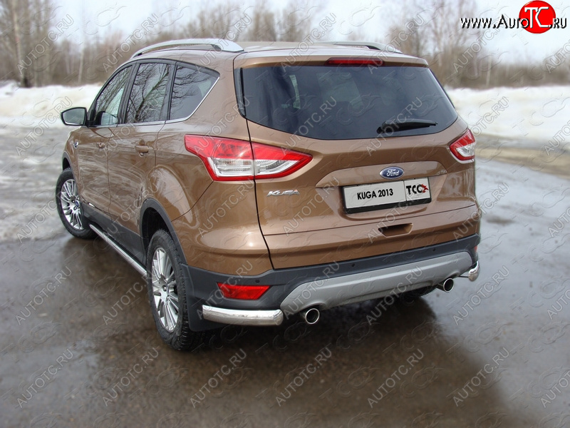 12 999 р. Защита задняя уголки овальные 75х42 мм, ТСС Тюнинг Ford Kuga 2 дорестайлинг (2013-2016)  с доставкой в г. Тольятти