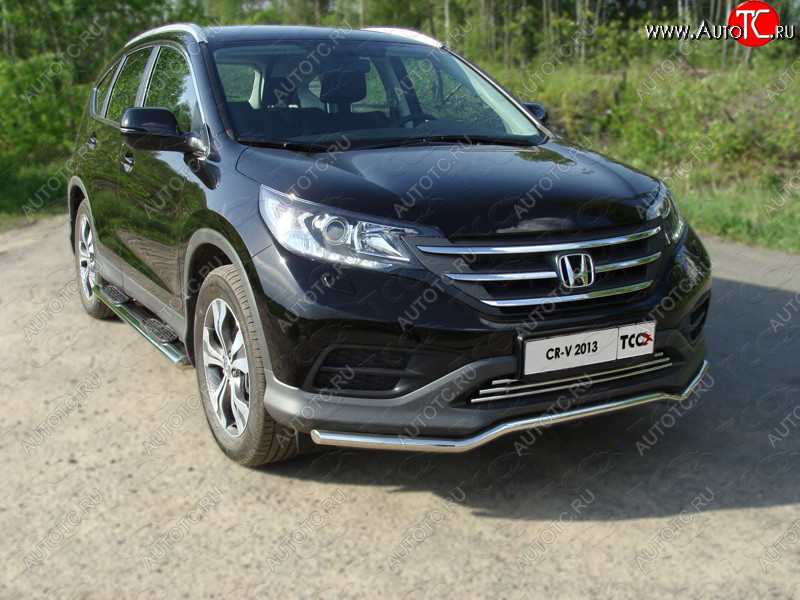 28 849 р. Пороги овальные с накладкой 120х60 мм ТСС Тюнинг  Honda CR-V  RM1,RM3,RM4 (2012-2015) дорестайлинг (серые)  с доставкой в г. Тольятти