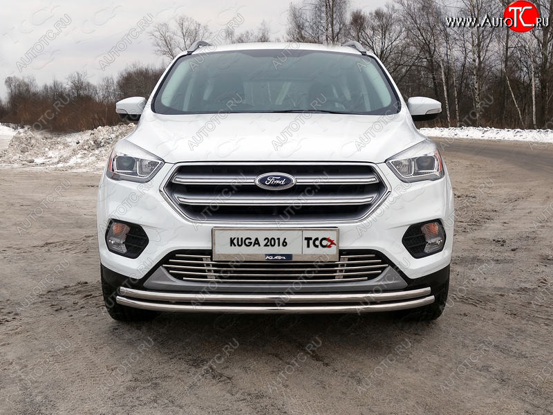 6 449 р. Рамка гос. номера ТСС Тюнинг  Ford Kuga  2 (2016-2019) рестайлинг (нержавейка)  с доставкой в г. Тольятти