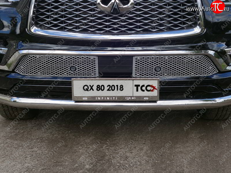 6 449 р. Рамка гос. номера ТСС Тюнинг  INFINITI QX80  Z62 (2018-2024) 2-ой рестайлинг (нержавейка)  с доставкой в г. Тольятти