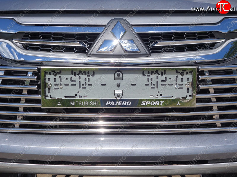 6 449 р. Рамка гос. номера ТСС Тюнинг  Mitsubishi Pajero Sport  QE (2015-2021) дорестайлинг (нержавейка)  с доставкой в г. Тольятти