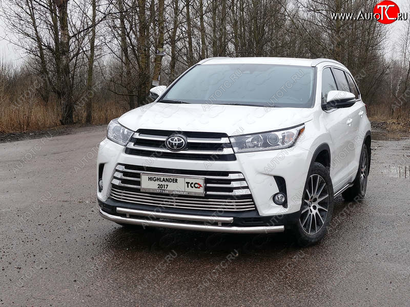 6 449 р. Рамка гос. номера ТСС Тюнинг  Toyota Highlander  XU50 (2016-2020) рестайлинг (нержавейка)  с доставкой в г. Тольятти