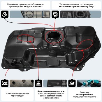 20 349 р. Топливный бак СТАЛЬ (антикоррозия) KIA Rio 2 JB дорестайлинг седан (2005-2009)  с доставкой в г. Тольятти. Увеличить фотографию 18