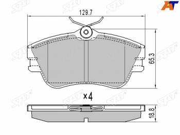 Колодки тормозные перед FL-FR SAT Volkswagen Transporter T4 рестайлинг (1996-2003)