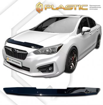 1 889 р. Дефлектор капота (рынок Японии правый руль) CA-Plastic  Subaru Impreza  GK (2016-2020) седан дорестайлинг (серия Classic черный)  с доставкой в г. Тольятти. Увеличить фотографию 2