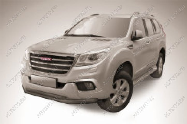 16 699 р. Защита переднего бампера d76+d57 двойная Slitkoff Haval H9 1-ый рестайлинг (2017-2019) (нержавейка с полимерным покрытием в цвет черный)  с доставкой в г. Тольятти