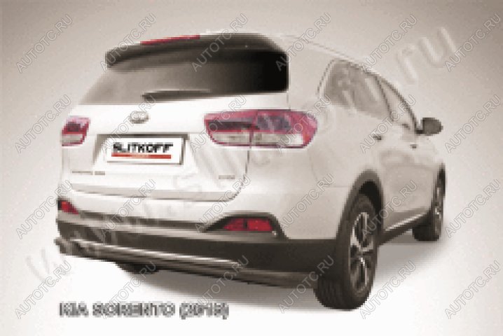 12 999 р. Защита заднего бампера d57+d42 двойная длинная Slitkoff KIA Sorento XM рестайлинг (2012-2015) (нержавейка с полимерным покрытием в цвет черный)  с доставкой в г. Тольятти