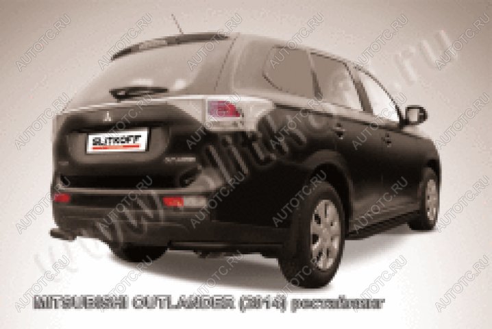 8 999 р. Защита заднего бампера уголки d57 Slitkoff  Mitsubishi Outlander  GF (2014-2016) 1-ый рестайлинг (нержавейка с полимерным покрытием в цвет черный)  с доставкой в г. Тольятти