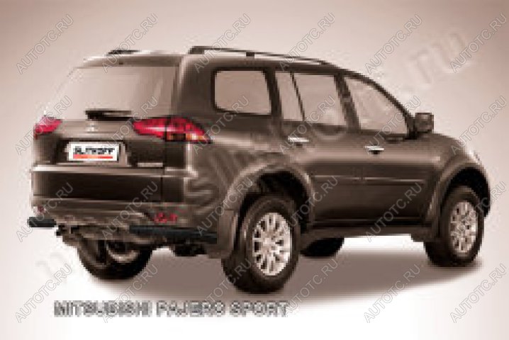 7 349 р. Защита заднего бампера уголки d57 Slitkoff  Mitsubishi Pajero Sport  PA (2004-2008) рестайлинг (нержавейка с полимерным покрытием в цвет черный)  с доставкой в г. Тольятти