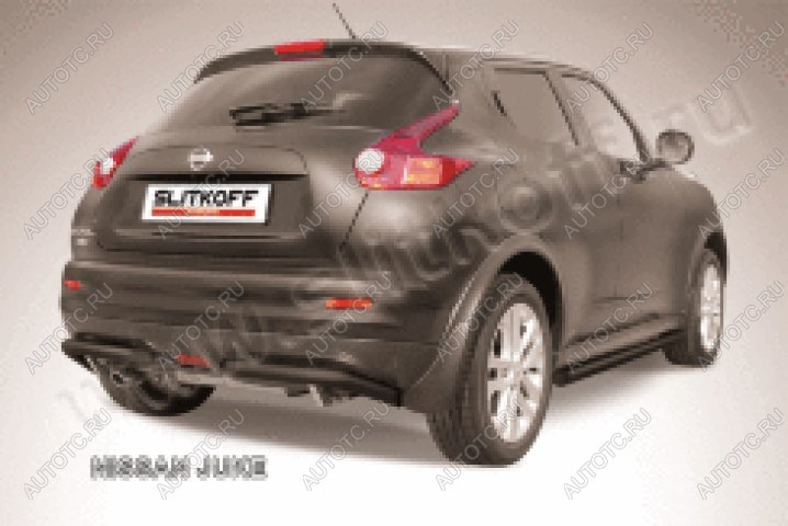 10 699 р. Защита заднего бампера уголки d57 (4WD) Slitkoff  Nissan Juke  1 YF15 (2010-2014) дорестайлинг (нержавейка с полимерным покрытием в цвет черный)  с доставкой в г. Тольятти