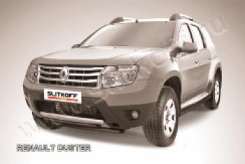 Защита переднего бампера d42+d42 двойная Slitkoff Renault (Рено) Duster (Дастер)  HS (2010-2015) HS дорестайлинг ()