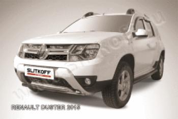 Защита переднего бампера d42+d42 двойная Slitkoff Renault (Рено) Duster (Дастер)  HS (2015-2021) HS рестайлинг ()