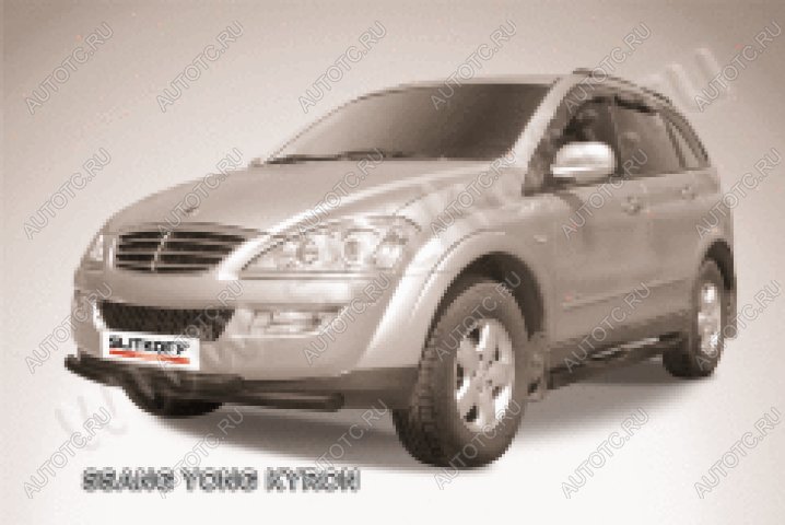 15 449 р. Защита переднего бампера d76+d57 двойная Slitkoff SSANGYONG Kyron рестайлинг (2007-2016) (нержавейка с полимерным покрытием в цвет черный)  с доставкой в г. Тольятти