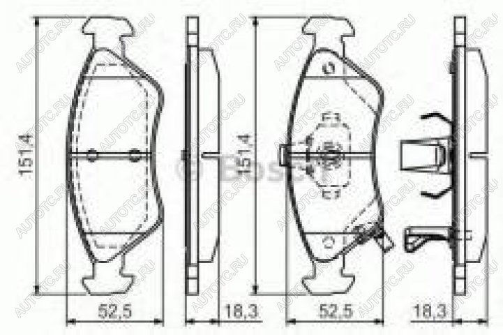 1 329 р. Колодки тормозные передние (4шт.) BOSCH KIA Clarus K9A седан дорестайлинг (1996-1998)  с доставкой в г. Тольятти