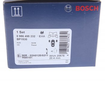 2 899 р. Колодки тормозные передние (4шт.) BOSCH Audi A4 B5 8D2 седан дорестайлинг (1994-1997)  с доставкой в г. Тольятти. Увеличить фотографию 4