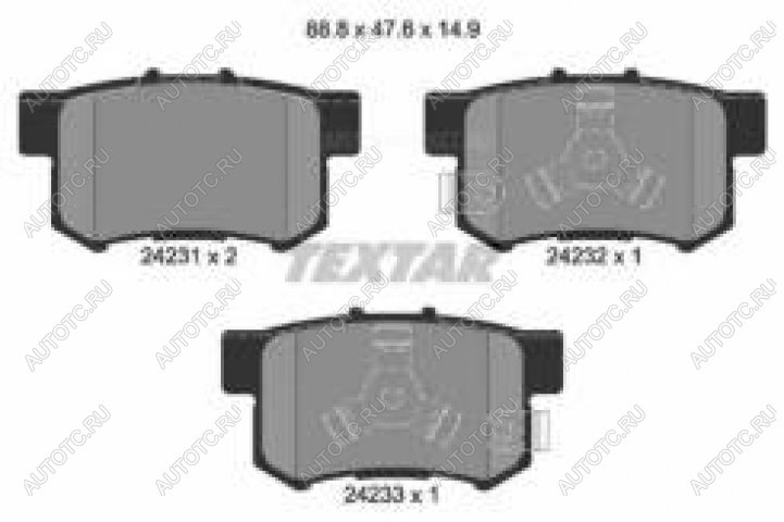 2 969 р. Колодки тормозные задние (4шт.) TEXTAR Honda CR-V RD4,RD5,RD6,RD7,RD9  дорестайлинг (2001-2004)  с доставкой в г. Тольятти