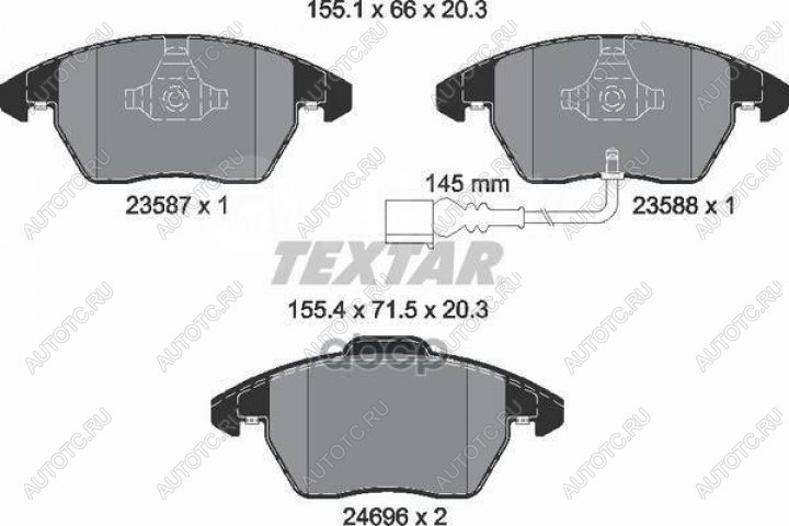 5 199 р. Колодки тормозные передние (4шт.) TEXTAR Audi A3 8PA хэтчбэк 5 дв. 2-ой рестайлинг (2008-2010)  с доставкой в г. Тольятти