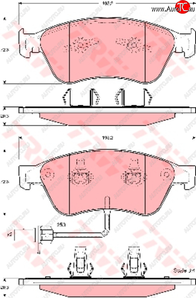 8 649 р. Колодки тормозные передние (4шт.) TRW Audi A8 D3 дорестайлинг (2002-2005)  с доставкой в г. Тольятти