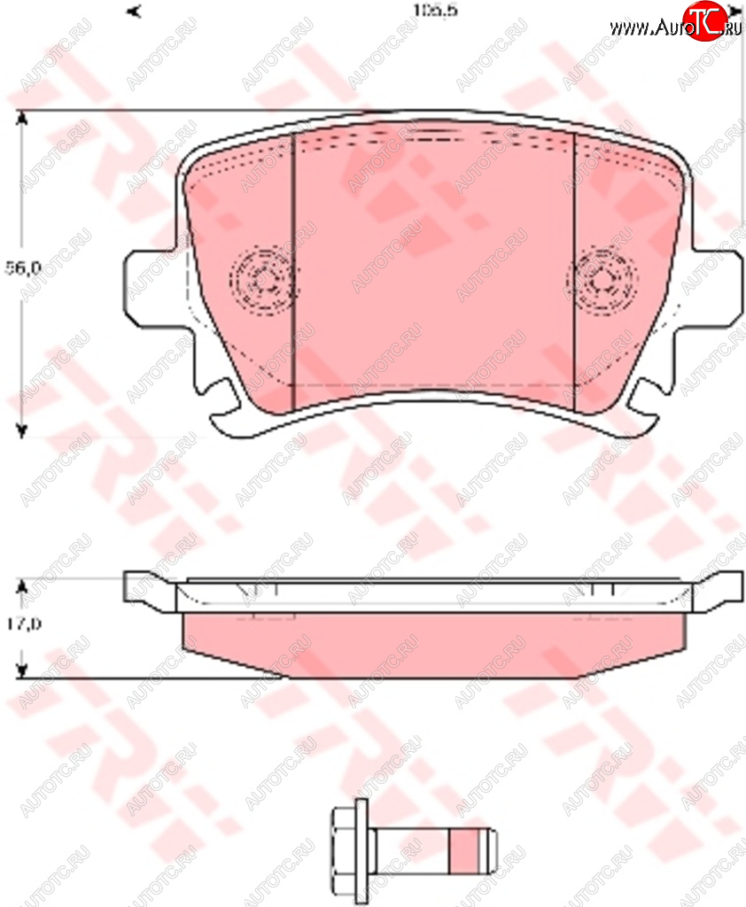 3 389 р. Колодки тормозные передние (4шт.) TRW Audi A3 8P1 хэтчбэк 3 дв. дорестайлинг (2003-2005)  с доставкой в г. Тольятти