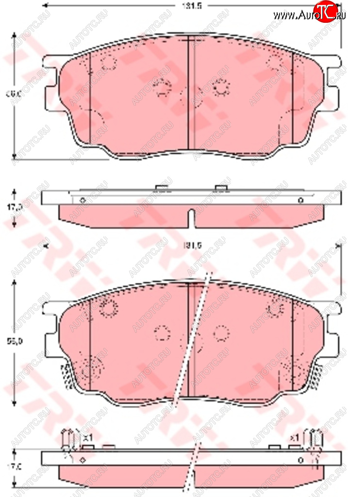 3 299 р. Колодки тормозные передние (4шт.) TRW Mazda 6 GG седан дорестайлинг (2002-2005)  с доставкой в г. Тольятти