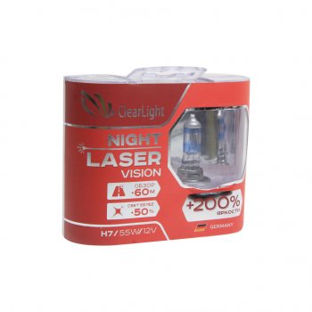 Лампа 12V H7 55W +200% (2шт.) Night Laser Vision CLEARLIGHT Ford Expedition U222 (2002-2006)